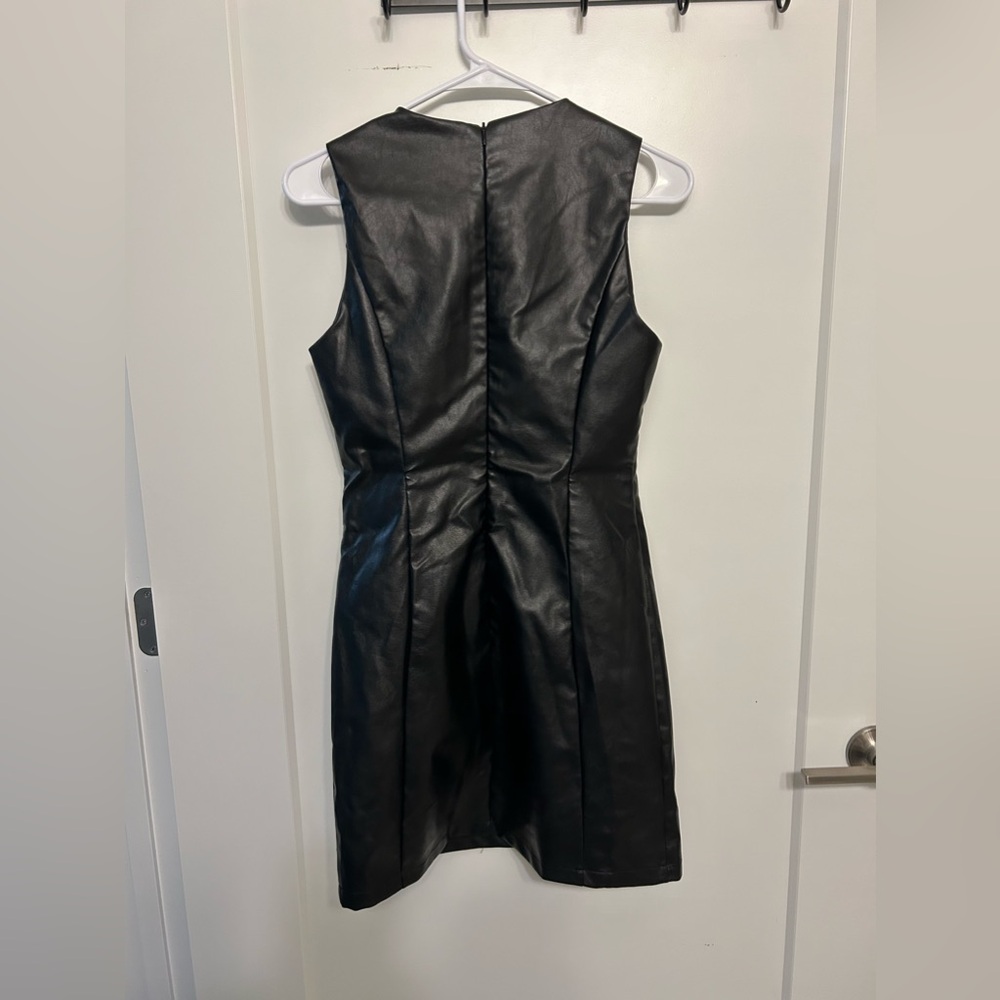 NWT She + Sky Black Faux Leather Dress - Picture 6 of 10